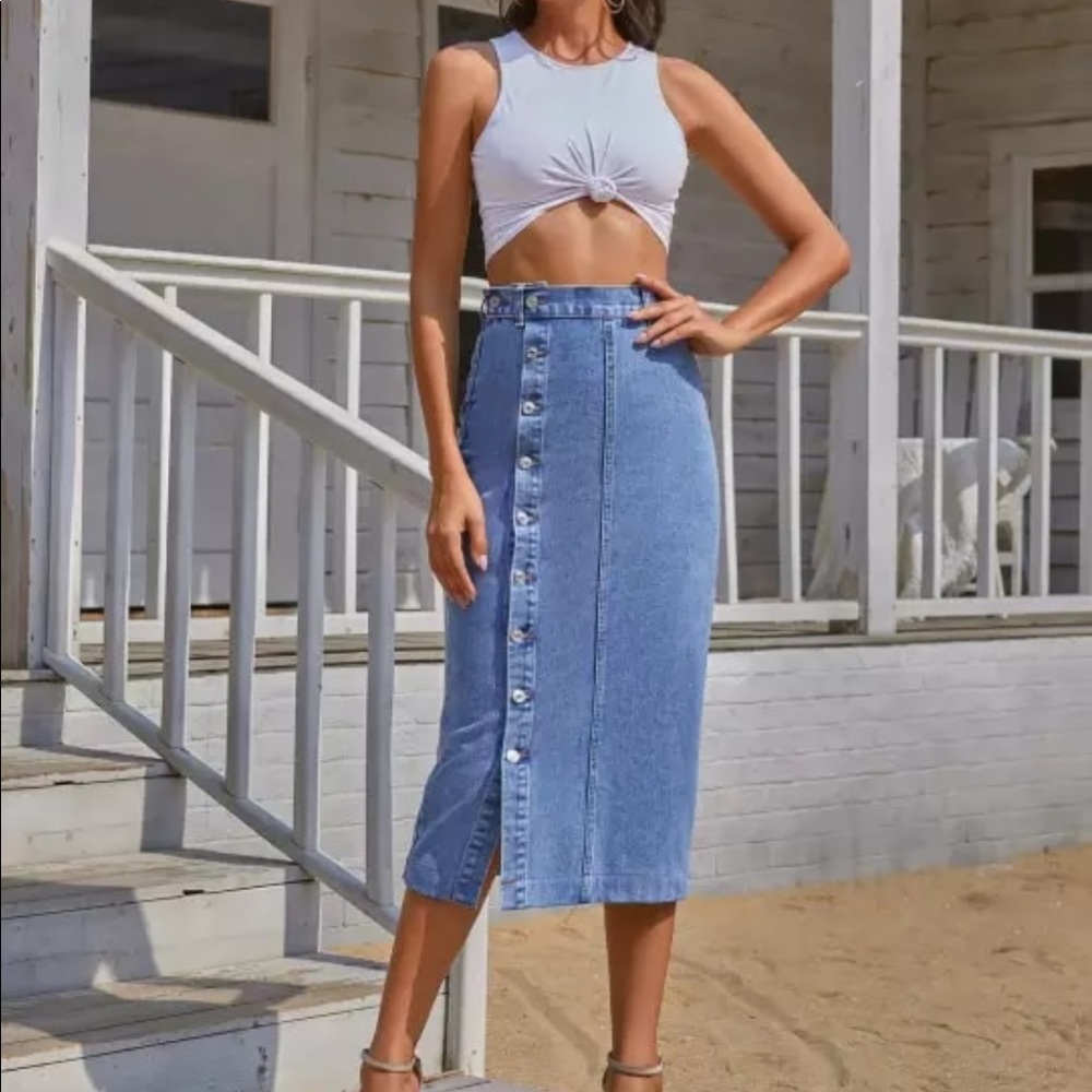 Mia Denim button down skirt